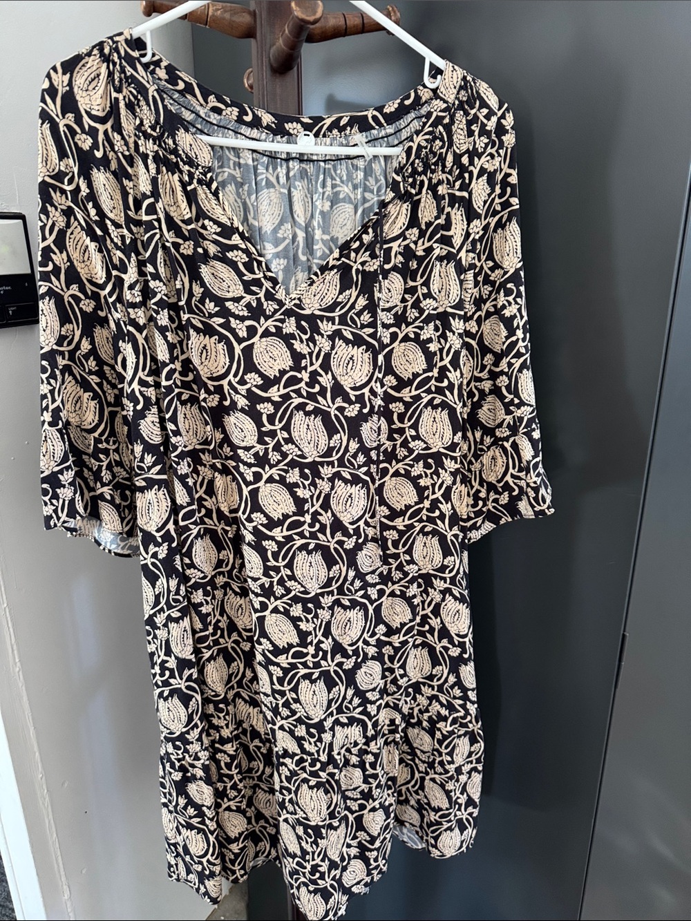 Margaret O'Leary Black and Cream Floral Mini Dress
